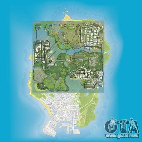una comparación del tamaño de los mapas de GTA 5 y GTA San Andreas