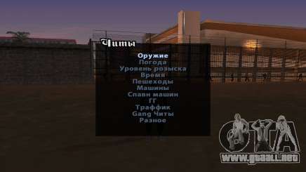 Versión en inglés menú cheat para GTA San Andreas