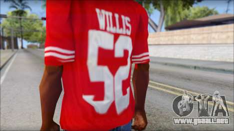 San Francisco 69ers 52 Willis Red T-Shirt para GTA San Andreas