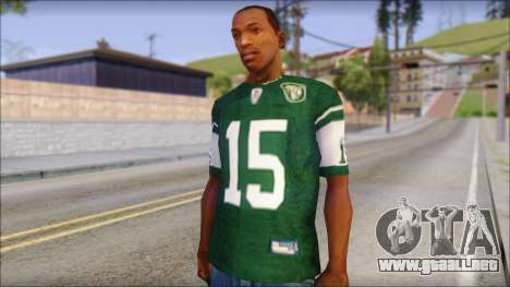 New York Jets 15 Tebow Green T-Shirt para GTA San Andreas