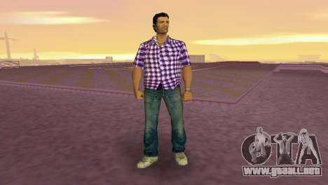 Kockas polo - lila T-Shirt para GTA Vice City