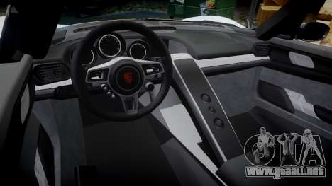 Porsche 918 Spyder 2014 Weissach para GTA 4