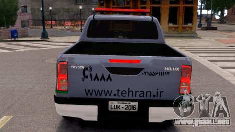 Toyota Hilux 2017, Tehran Municipality para GTA 4