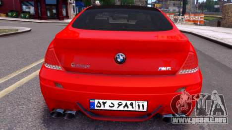 BMW M6 Iran License plate para GTA 4