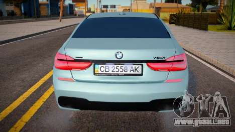 BMW 750i 2017 Ukr plate para GTA San Andreas