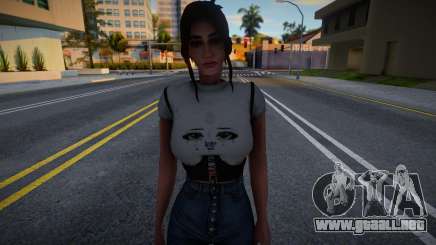 Corsé negro, camiseta blanca y jeans para GTA San Andreas