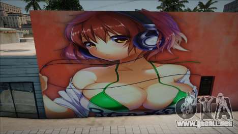 Mural Anime Girl Headphone para GTA San Andreas