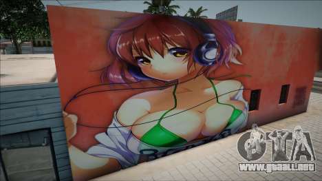 Mural Anime Girl Headphone para GTA San Andreas